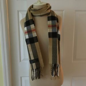 100% plaid cashmere scarf
